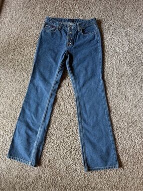 Tommy Hilfiger Women's Blue Wide-Leg Button-Fly Jeans